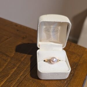 Pink Pearl And Diamond Ring